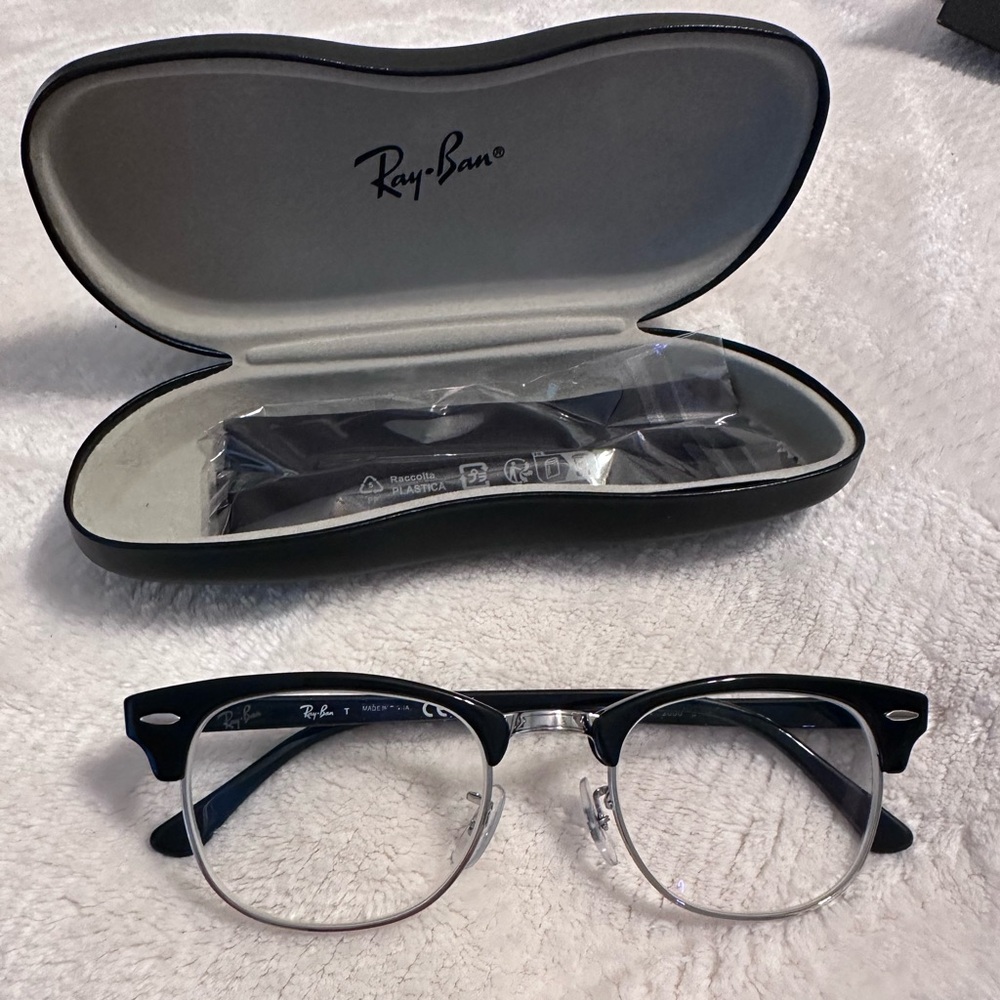 Ray-Ban prescription unisex Clubmaster silver and black glasses NEW